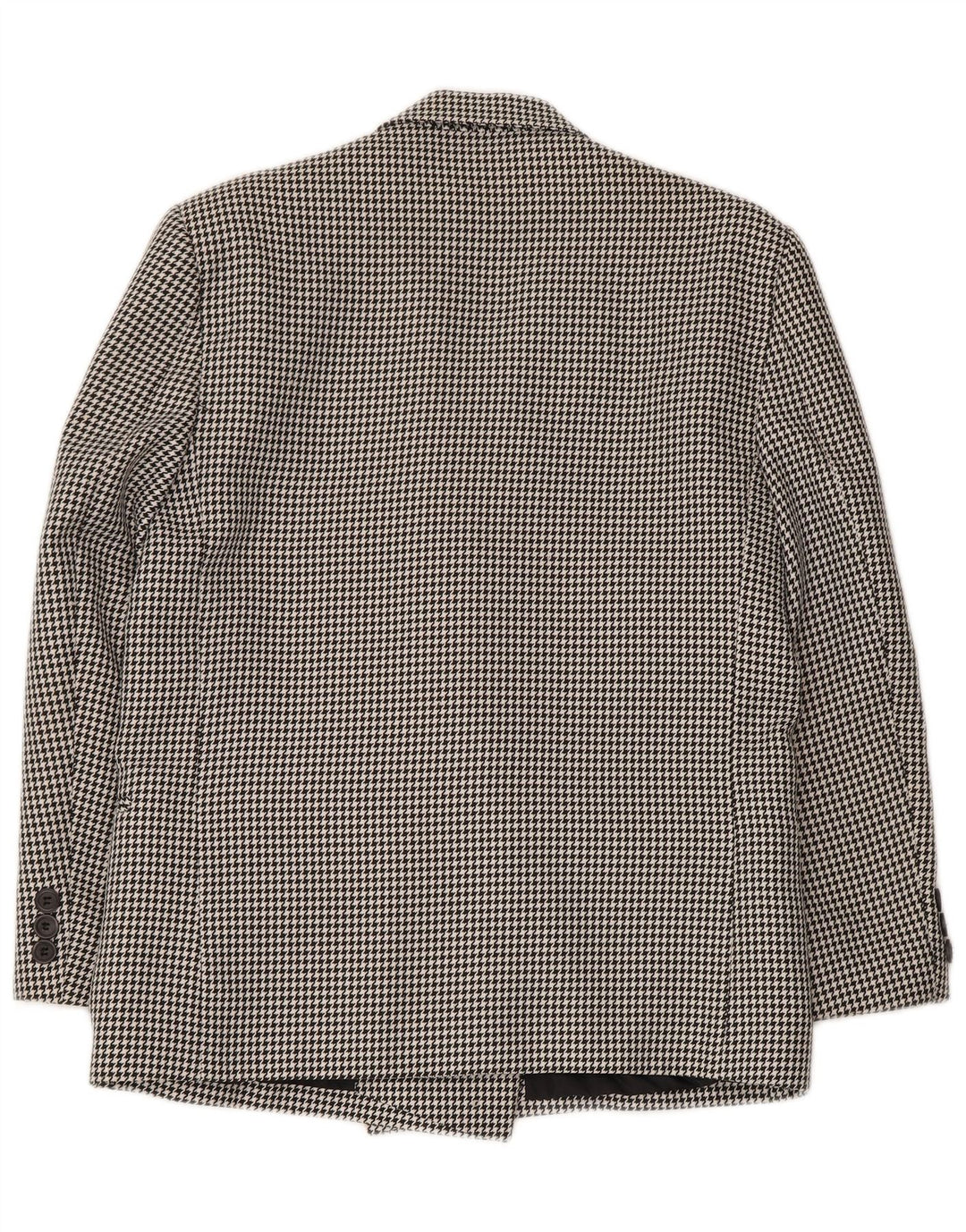 CLASSIC Womens Double Breasted Blazer Jacket UK 14 Large Black Houndstooth