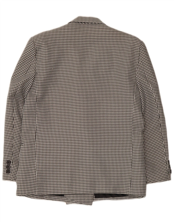 CLASSIC Womens Double Breasted Blazer Jacket UK 14 Large Black Houndstooth