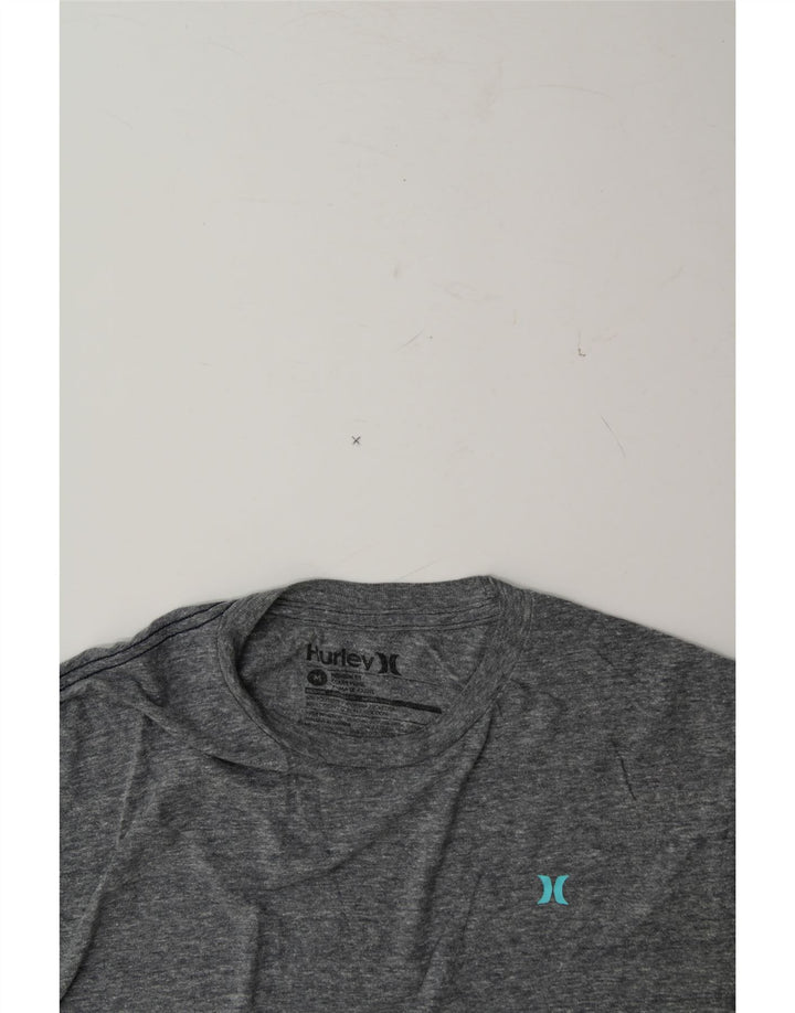 HURLEY Mens T-Shirt Top Medium Grey Polyester Vintage Hurley and Second-Hand Hurley from Messina Hembry 