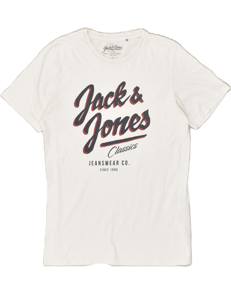 JACK & JONES Mens Graphic T-Shirt Top Small White Cotton | Vintage Jack & Jones | Thrift | Second-Hand Jack & Jones | Used Clothing | Messina Hembry 