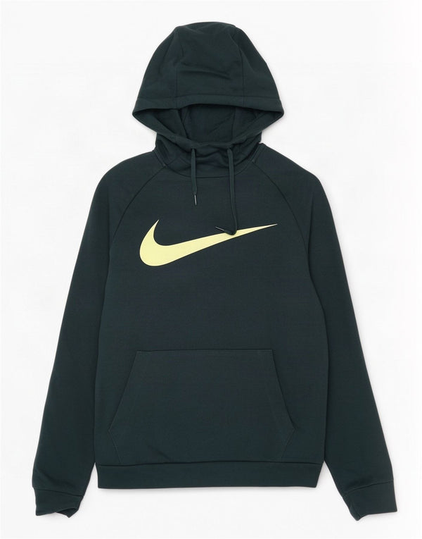 Nike Mens Dri Fit Graphic Hoodie Jumper Small Green Cotton