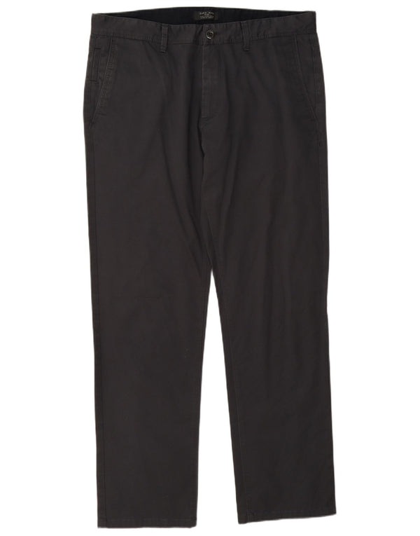 Zara Mens Straight Chino Trousers EU 44 Large W34 L30 Grey Cotton