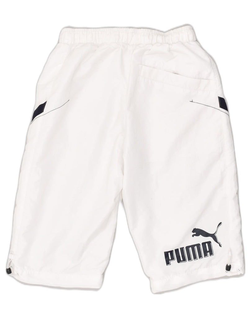 PUMA Mens Graphic Sport Shorts Small White Polyester | Vintage Puma | Thrift | Second-Hand Puma | Used Clothing | Messina Hembry 