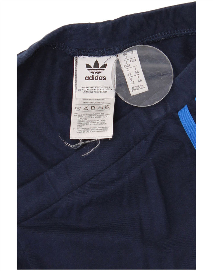 Adidas Womens Leggings UK 16 Large Navy Blue Cotton