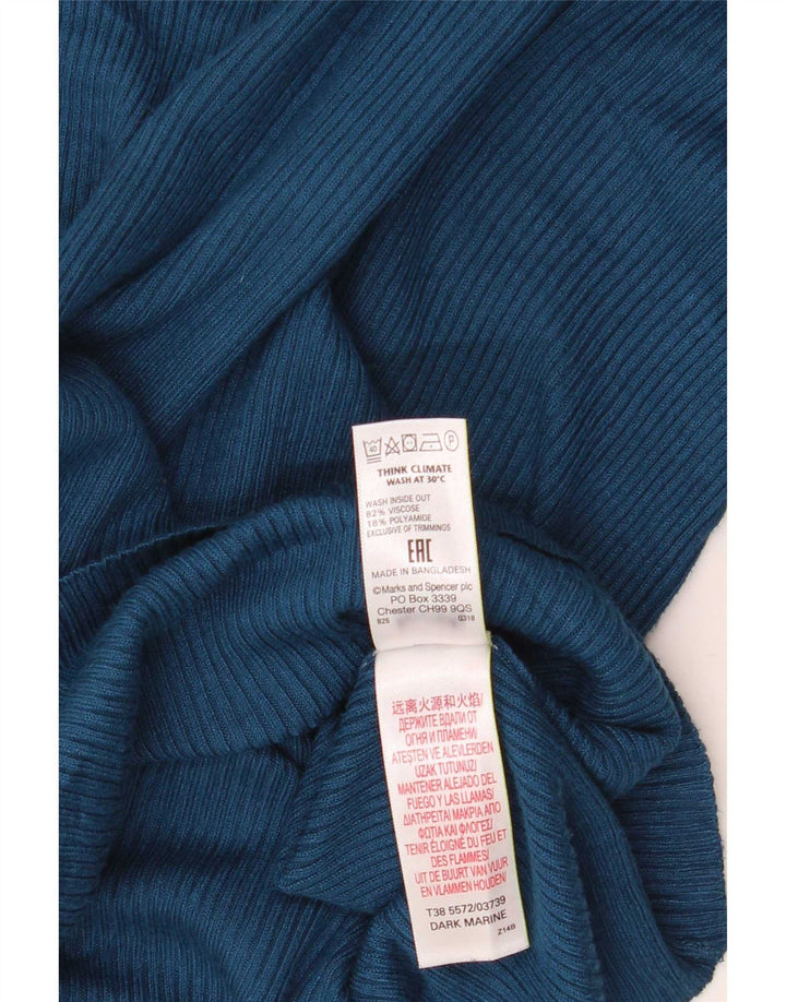 Marks & Spencer Womens Regular Top Long Sleeve UK 12 Medium Blue Flecked