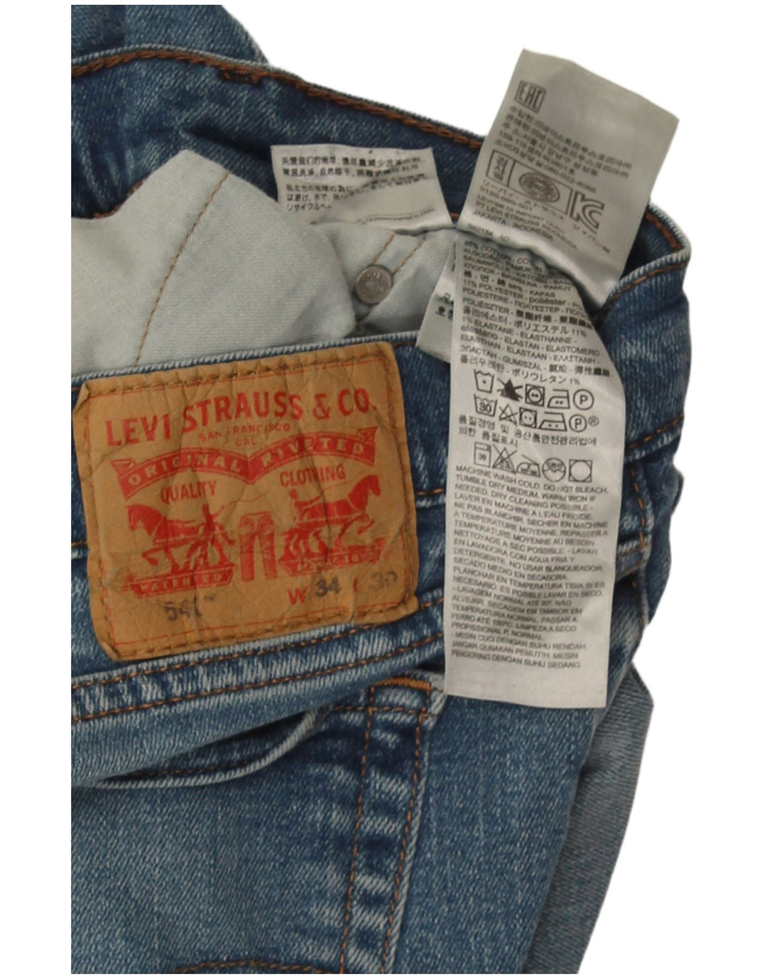 Levi's Mens 541 Straight Jeans W34 L30 Blue Cotton