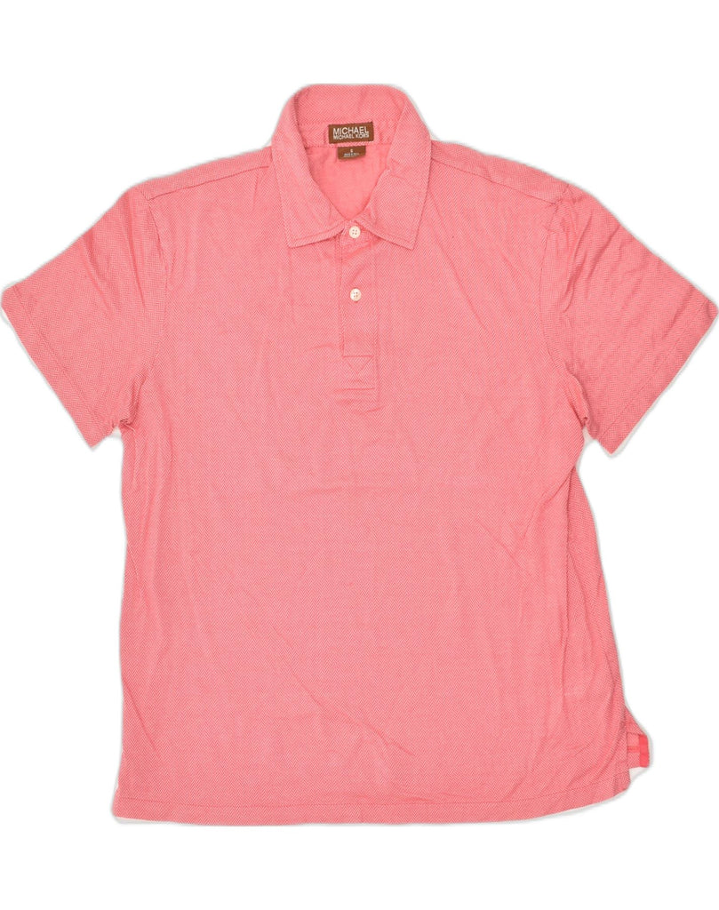 MICHAEL KORS Mens Polo Shirt Small Pink Herringbone Cotton | Vintage Michael Kors | Thrift | Second-Hand Michael Kors | Used Clothing | Messina Hembry 