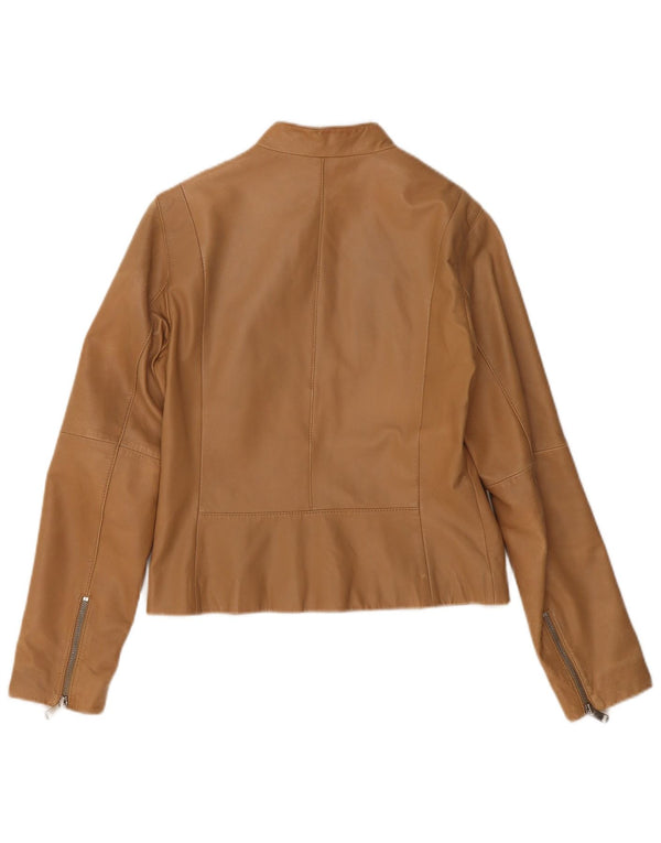 Tommy Hilfiger Womens Leather Jacket UK 14 Medium Brown Leather
