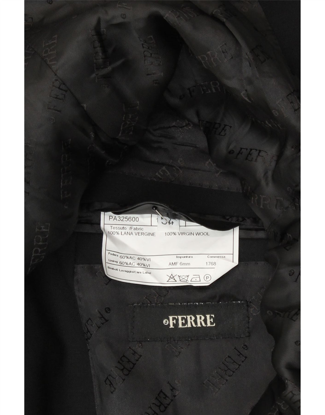 FERRE Mens 2 Button Blazer Jacket IT 54 2XL Black Wool Vintage Ferre and Second-Hand Ferre from Messina Hembry 