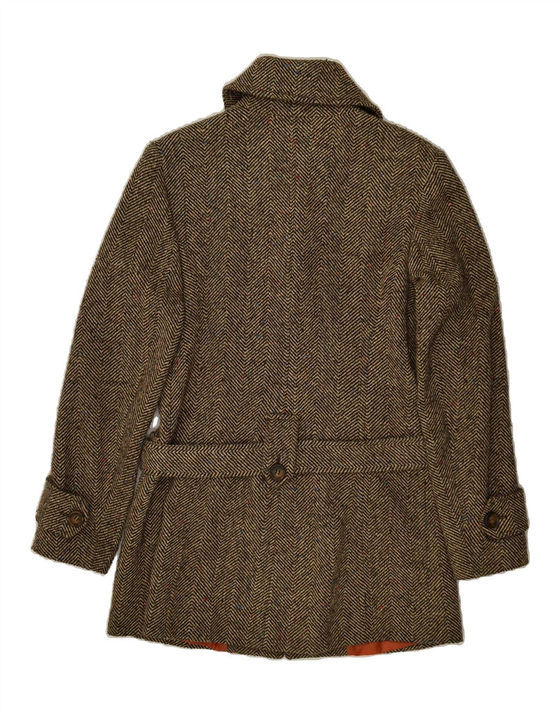 ESISTO Womens Overcoat UK 10 Small Brown Herringbone Wool | Vintage Esisto | Thrift | Second-Hand Esisto | Used Clothing | Messina Hembry 