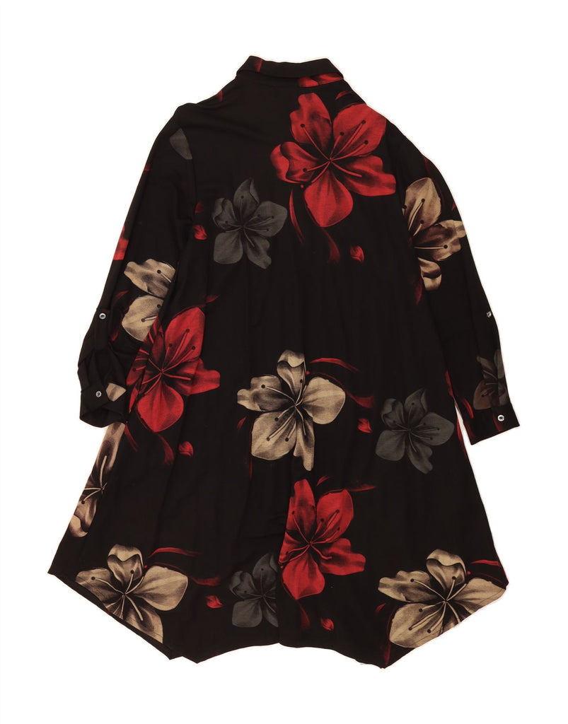 SALOOS Womens Shirt Dress UK 12 Medium  Black Floral Cotton Vintage Saloos and Second-Hand Saloos from Messina Hembry 