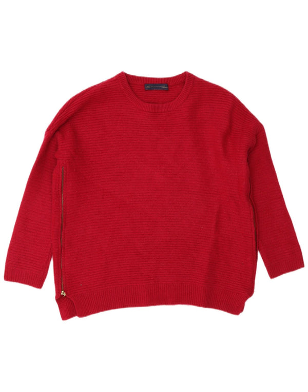 Marks & Spencer Womens Relaxed Fit Crew Neck Jumper Sweater UK 10 Small Red