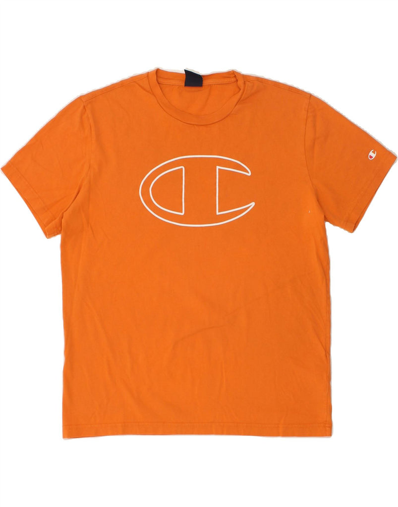 CHAMPION Womens Graphic T-Shirt Top UK 14 XL Orange Cotton | Vintage Champion | Thrift | Second-Hand Champion | Used Clothing | Messina Hembry 