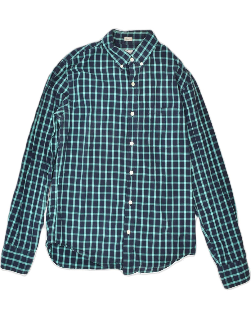 J. CREW Mens Slim Fit Shirt Small Green Check Cotton | Vintage | Thrift | Second-Hand | Used Clothing | Messina Hembry 