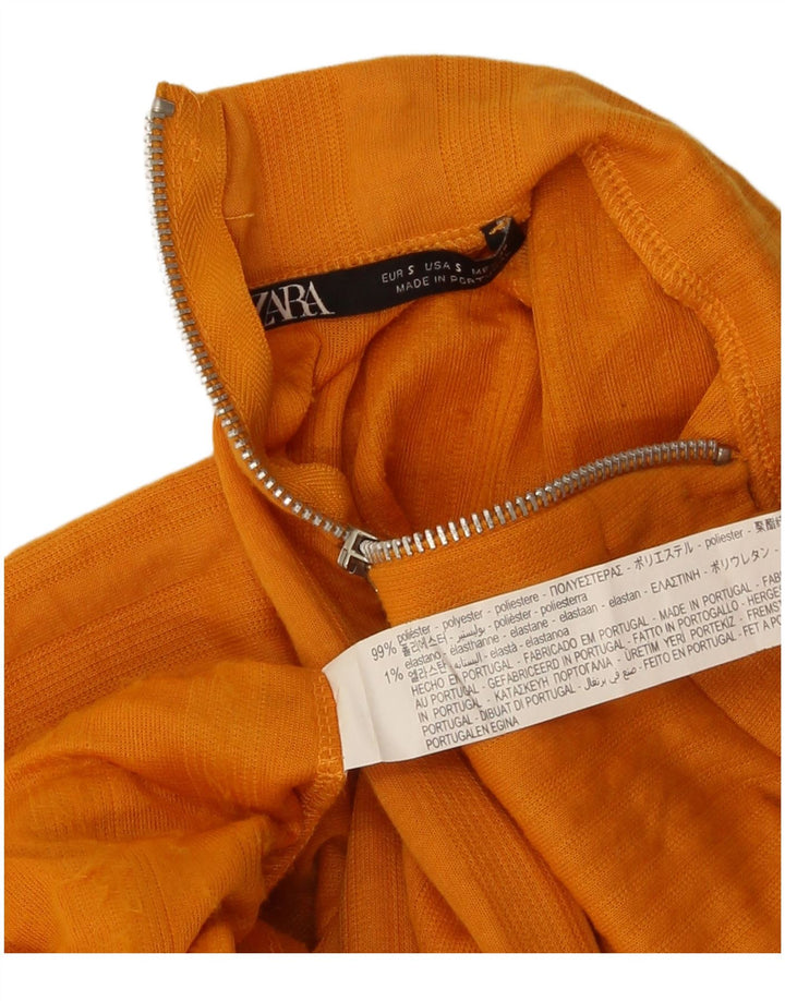 Zara Womens Short Sleeves Jumper Dress UK 8 Small Orange Polyester