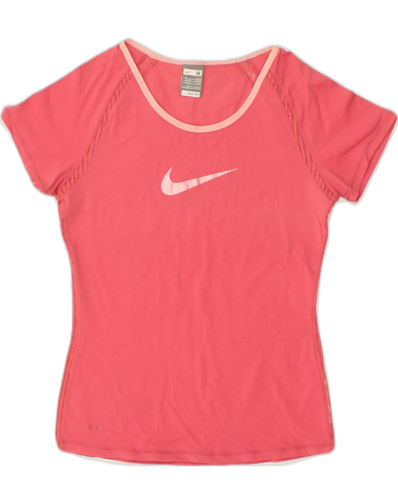 NIKE Womens T-Shirt Top UK 12 Medium Pink Nylon | Vintage Nike | Thrift | Second-Hand Nike | Used Clothing | Messina Hembry 