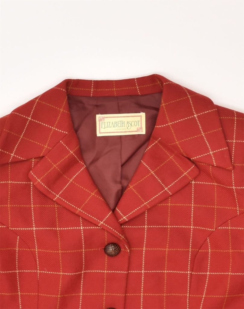 ELIZABETH ASCOT Mens 3 Button Blazer Jacket IT 44 Medium Red Check Wool | Vintage Elizabeth Ascot | Thrift | Second-Hand Elizabeth Ascot | Used Clothing | Messina Hembry 