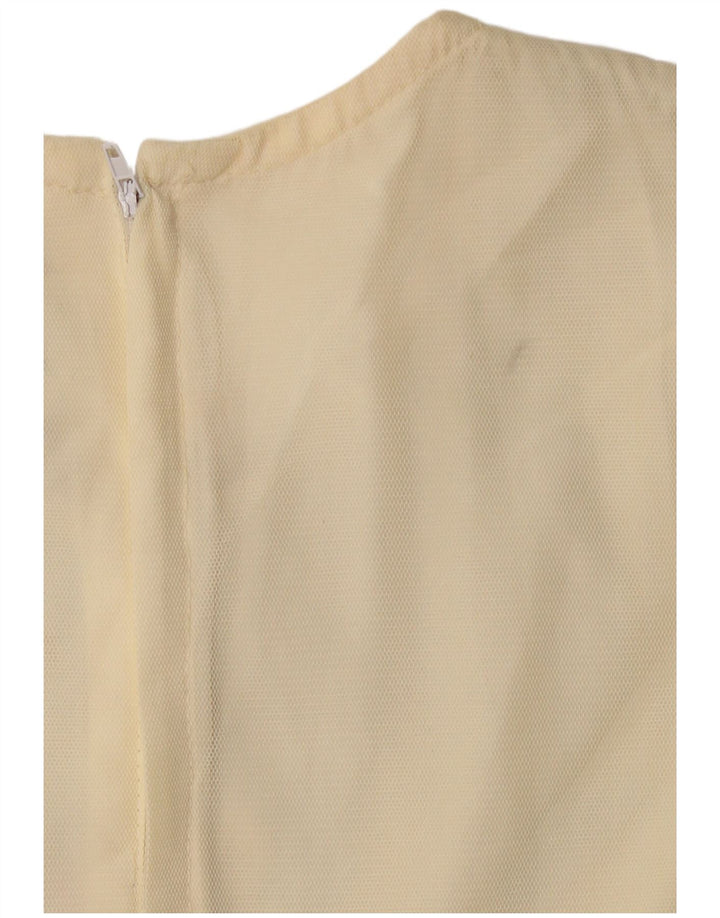 VINTAGE Womens Long Sleeve A-Line Dress US 6 Medium Beige Floral