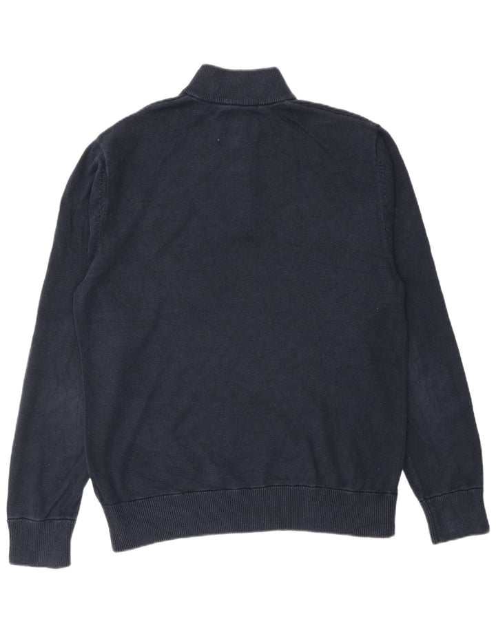 Jack Wills Mens Zip Neck Jumper Sweater Large Navy Blue Cotton