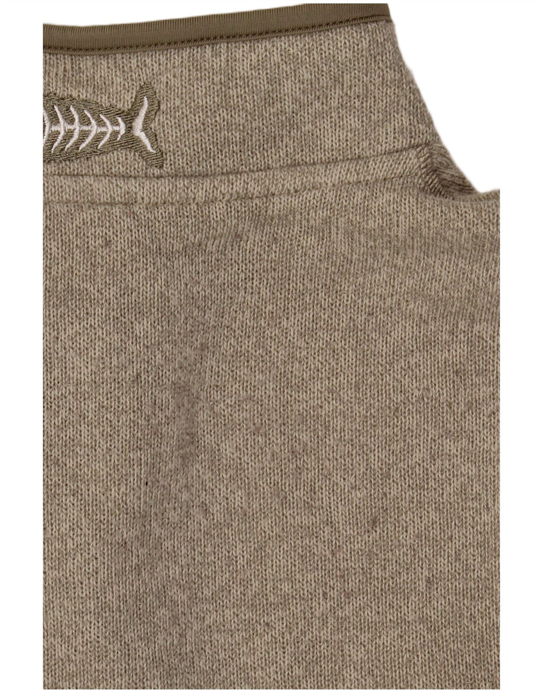 Weird Fish Mens Zip Neck Jumper Sweater Large Khaki Polyester