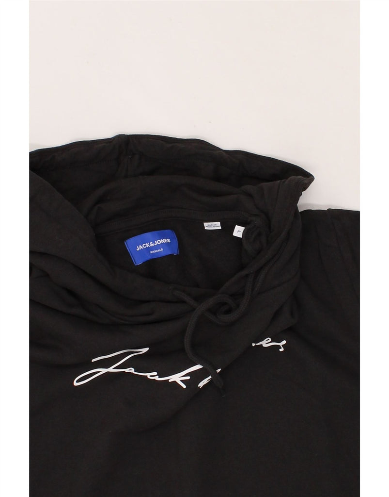 JACK & JONES Mens Graphic Hoodie Jumper Large Black Cotton Vintage Jack & Jones and Second-Hand Jack & Jones from Messina Hembry 
