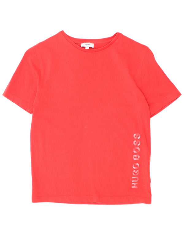 Hugo Boss Boys Graphic T-Shirt Top 9-10 Years Red Cotton