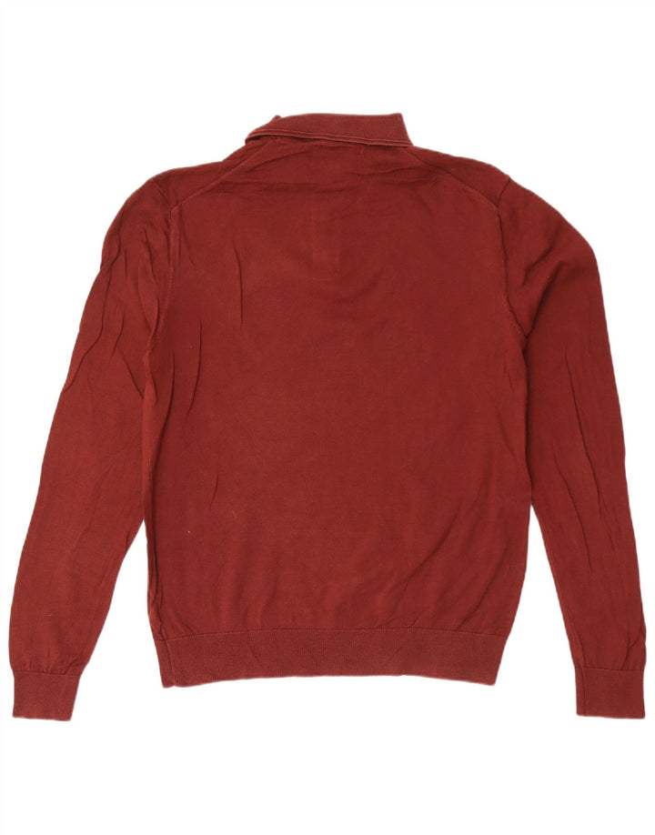 Marks & Spencer Mens Polo Neck Jumper Sweater Medium Brown Cotton