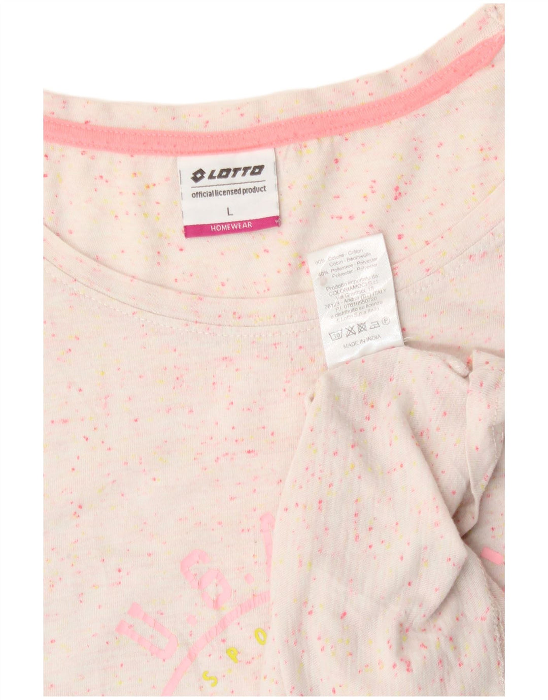 Lotto Womens Graphic Top Long Sleeve UK 14 Large White Flecked Cotton