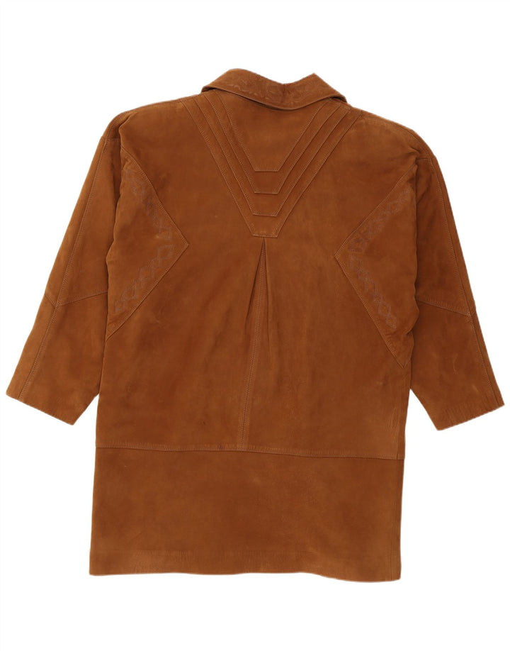 HEITORN Womens Suede Overcoat EU 46 XL Brown Leather