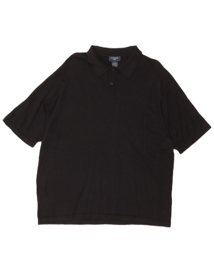 DOCKERS Mens Polo Shirt XL Black Silk