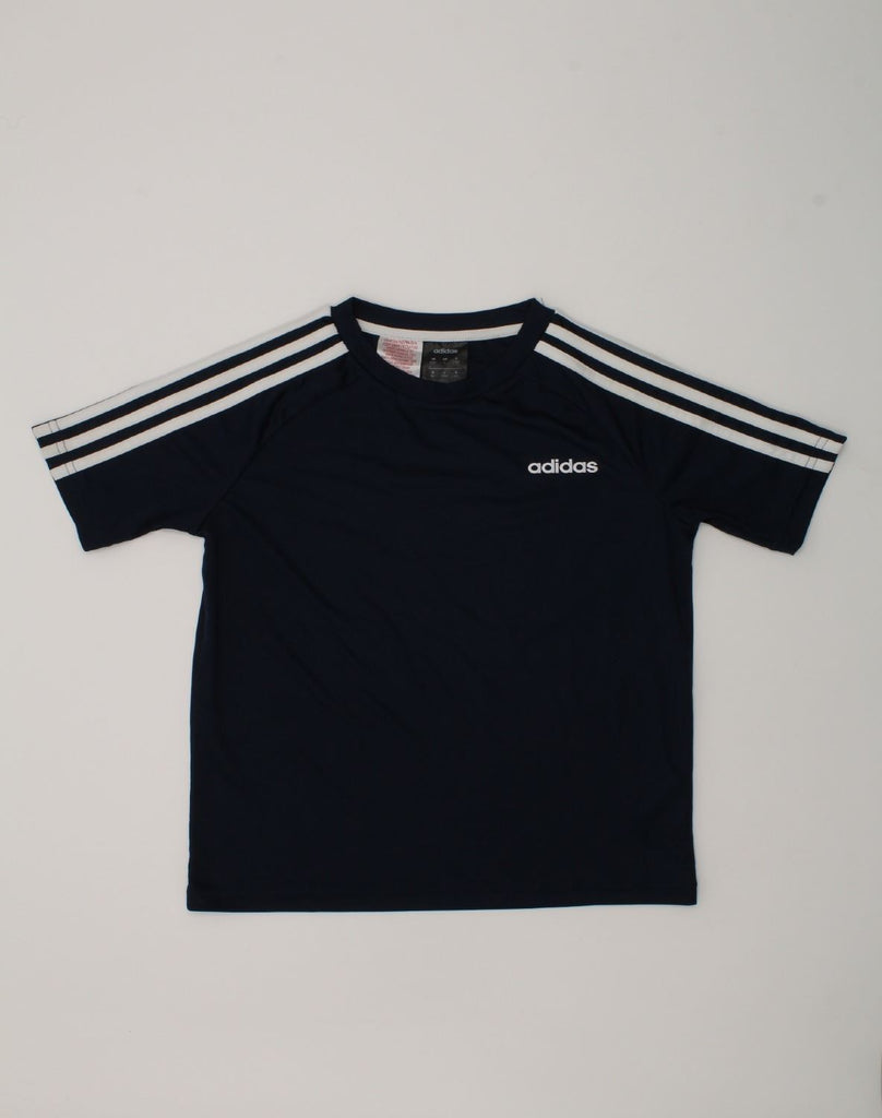 ADIDAS Boys T-Shirt Top 9-10 Years Navy Blue Polyester | Vintage Adidas | Thrift | Second-Hand Adidas | Used Clothing | Messina Hembry 