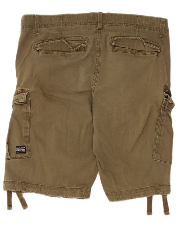 Jack & Jones Mens Cargo Shorts Large W34 Khaki Cotton