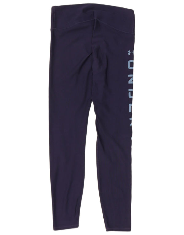 Under Armour Womens Heat Gear Graphic Leggings UK 12 Medium Navy Blue