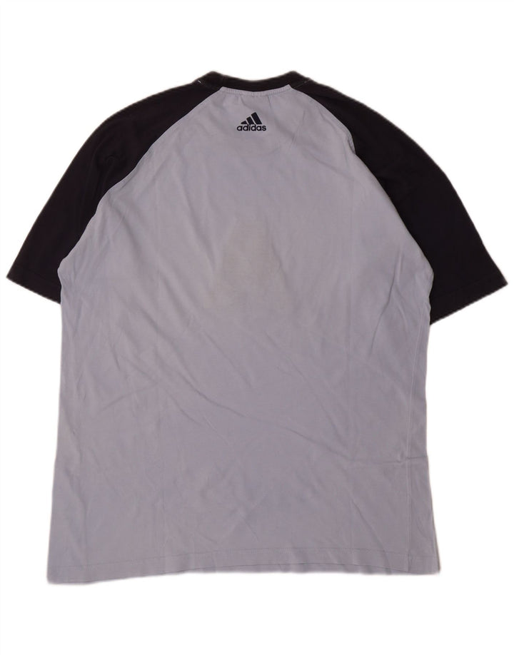 Adidas Mens Graphic T-Shirt Top Medium Blue Colourblock Cotton