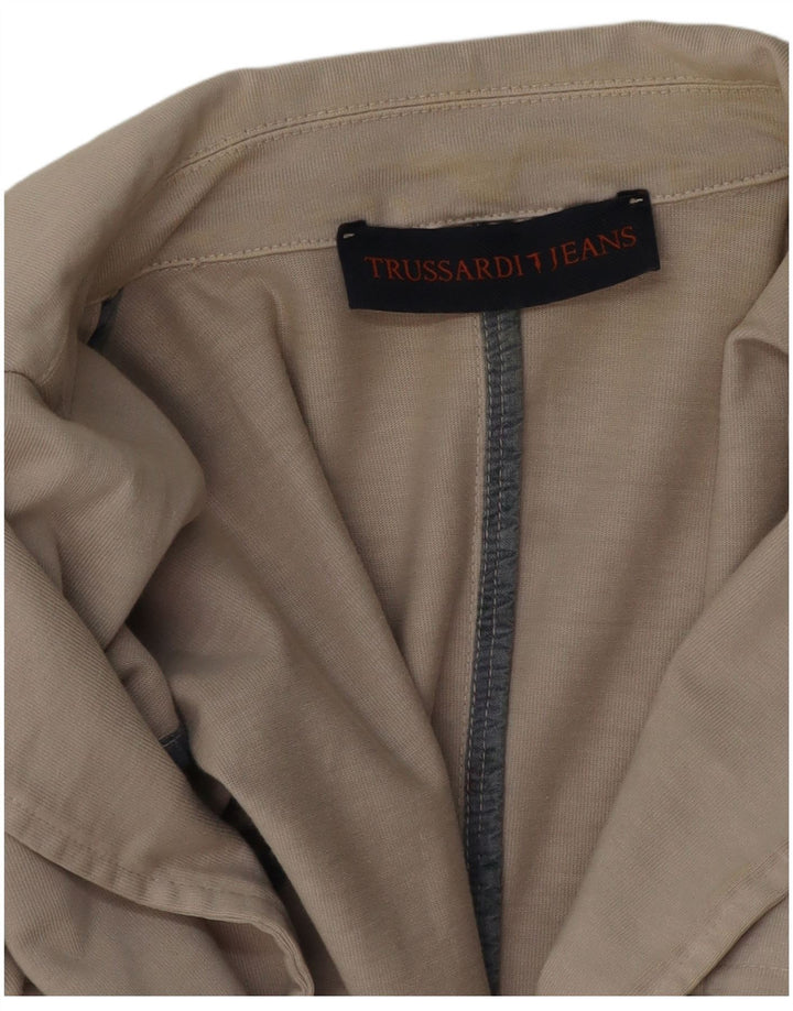 TRUSSARDI JEANS Womens 2 Button Blazer Jacket UK 12 Medium Beige