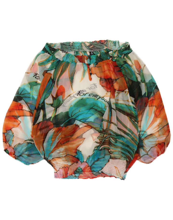 Desigual Womens Long Sleeve Off Shoulder Top UK 10 Small Multicoloured