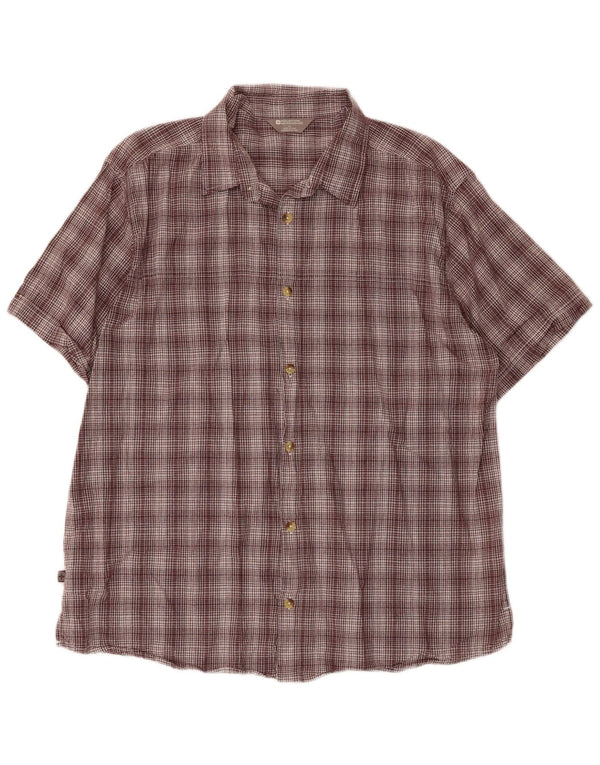 Mountain Warehouse Mens Short Sleeve Shirt XL Brown Check Cotton
