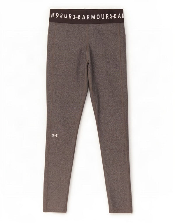 Under Armour Womens Heat Gear Graphic Leggings UK 14 Large Grey Colourblock