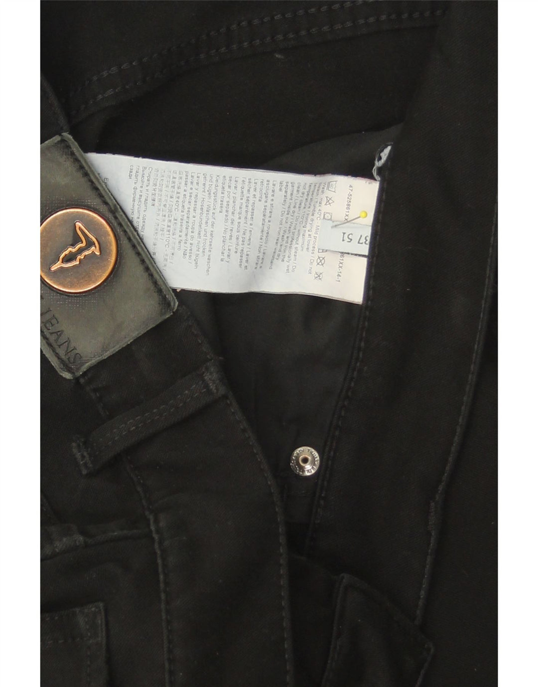 TRUSSARDI Mens Straight Casual Trousers W37 L28 Black Polyester Vintage Trussardi and Second-Hand Trussardi from Messina Hembry 