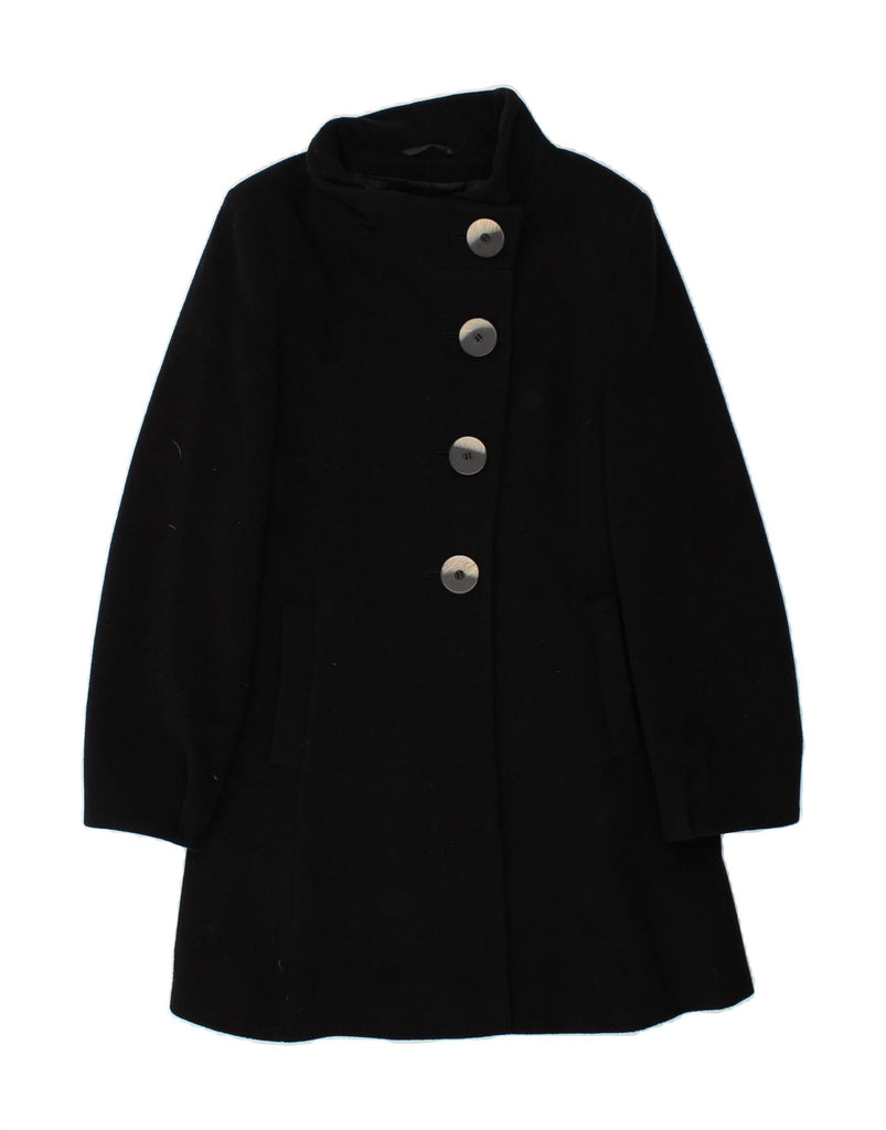 ERICH FEND Womens Overcoat UK 8 Small Black Virgin Wool | Vintage Erich Fend | Thrift | Second-Hand Erich Fend | Used Clothing | Messina Hembry 