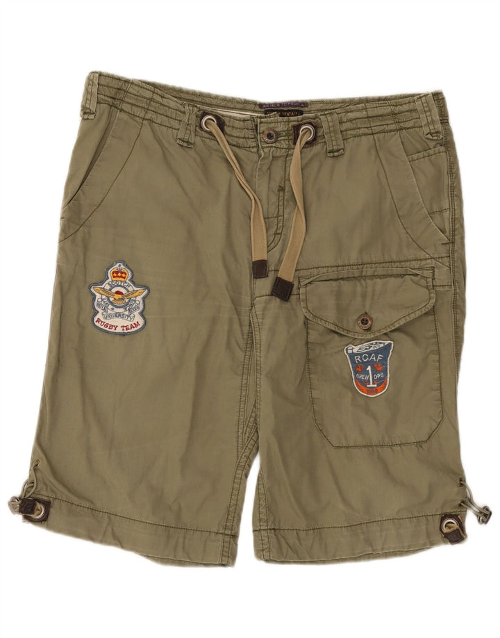 Scotch & Soda Mens Graphic Cargo Shorts W33 Medium Khaki Cotton