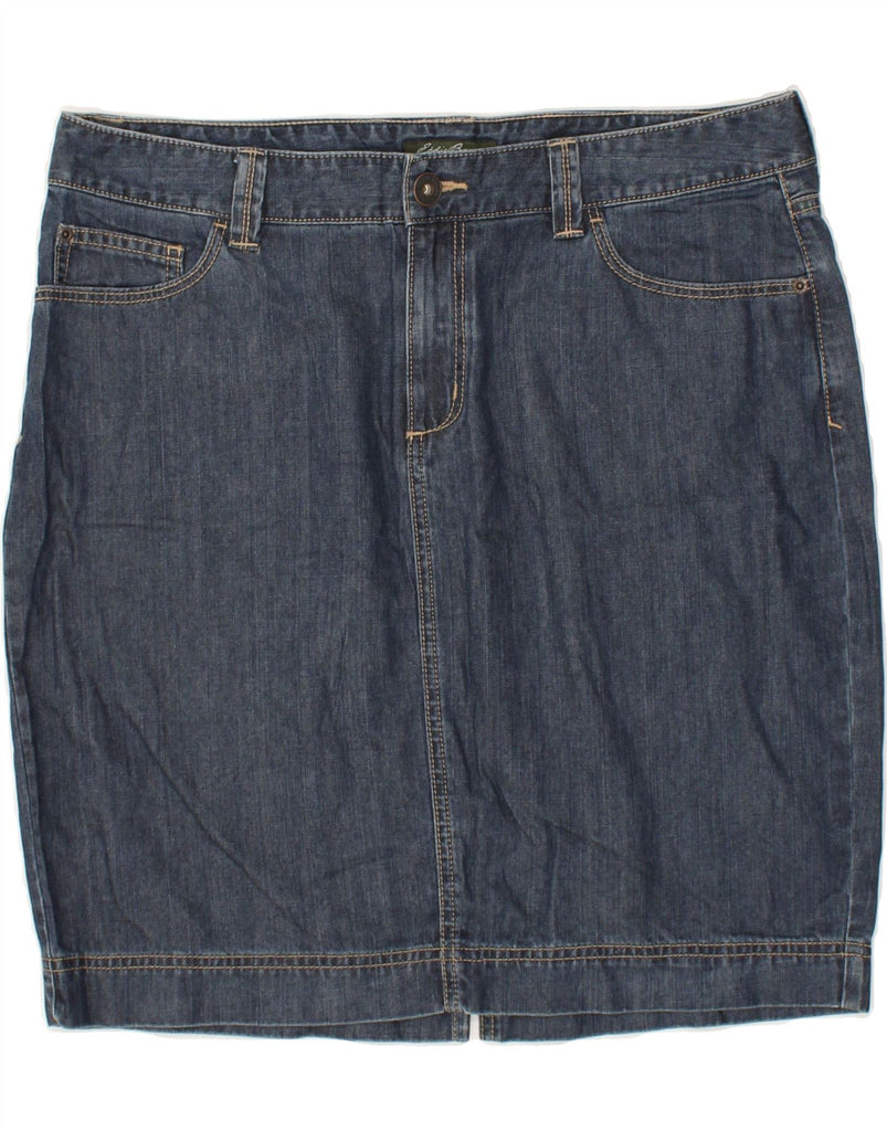 EDDIE BAUER Womens Denim Skirt US 14 XL W37 Blue Cotton | Vintage Eddie Bauer | Thrift | Second-Hand Eddie Bauer | Used Clothing | Messina Hembry 