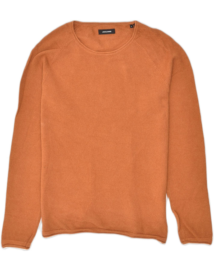 JACK & JONES Womens Crew Neck Jumper Sweater UK 16 Large Orange Cotton | Vintage Jack & Jones | Thrift | Second-Hand Jack & Jones | Used Clothing | Messina Hembry 