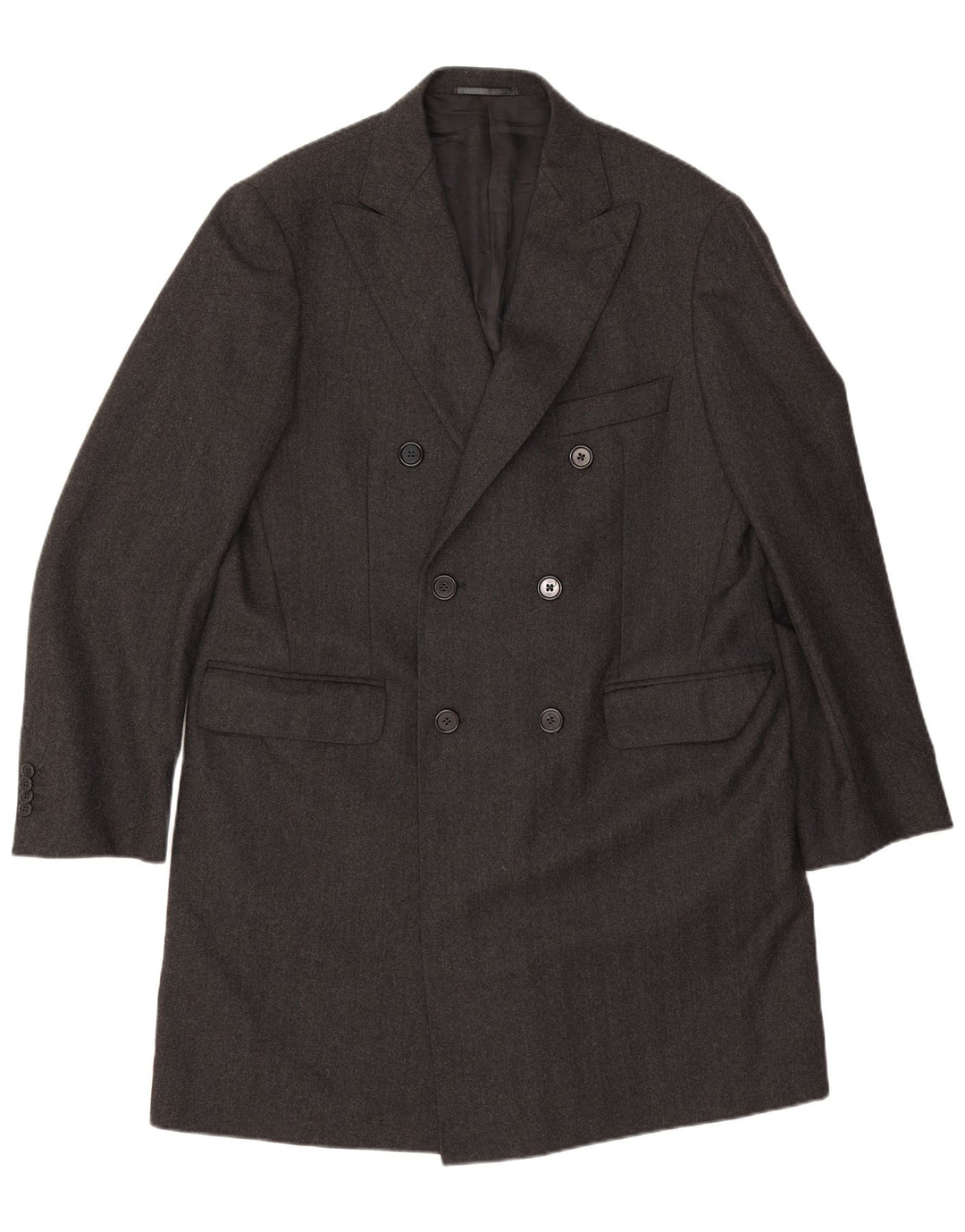 Ader Mens Double Breasted Overcoat IT 54 2XL Grey Wool
