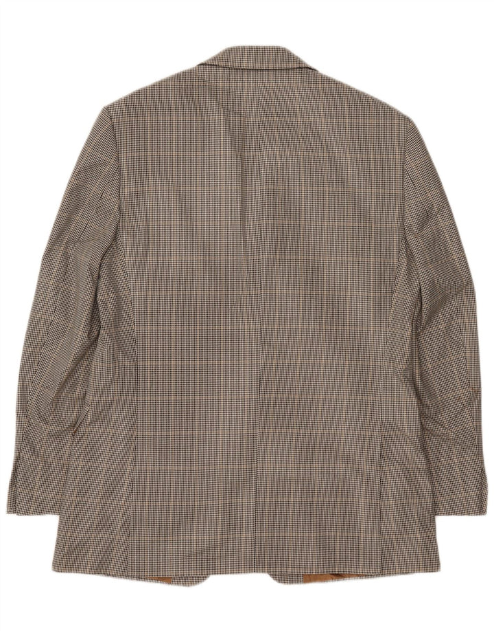 Marks & Spencer Mens 2 Button Blazer Jacket UK 40 Medium Brown Houndstooth