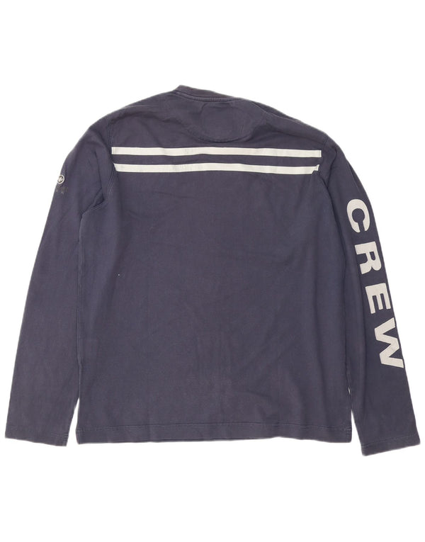 Murphy & Nye Mens Graphic T-Shirt Long Sleeve Large Navy Blue Striped