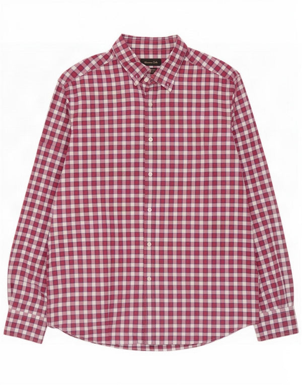 Massimo Dutti Mens Shirt 2XL Pink Gingham