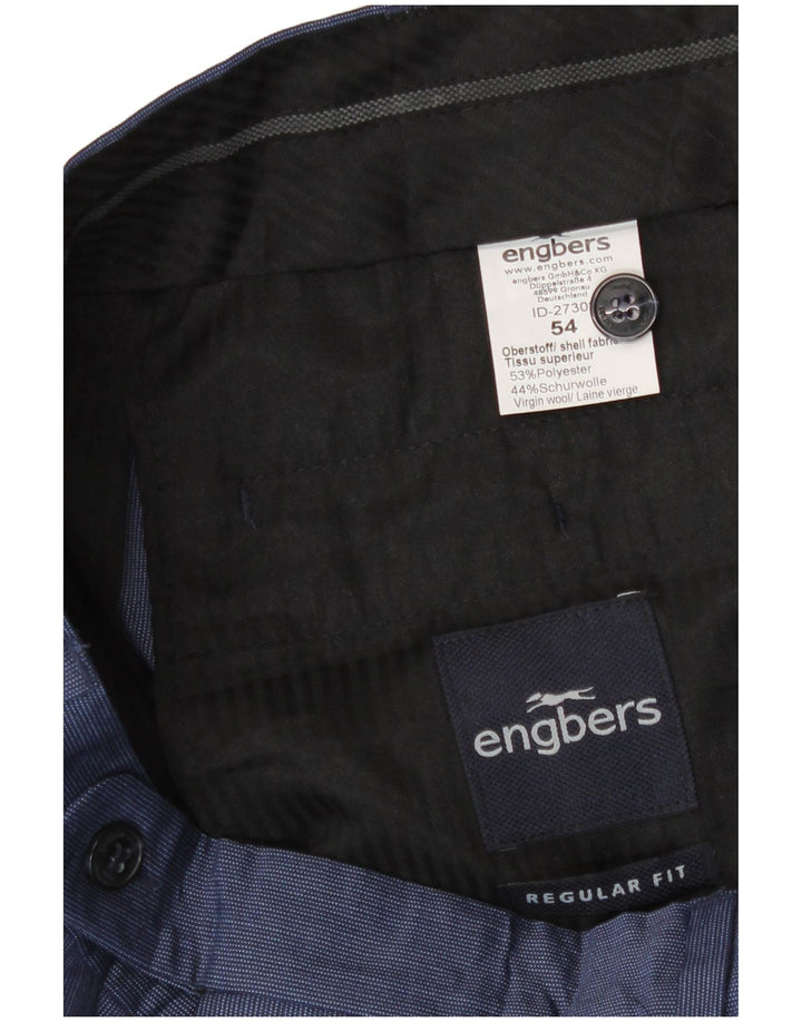 Engbers Mens Regular Fit Suit Trousers IT 54 2XL W38 L33 Blue Polyester