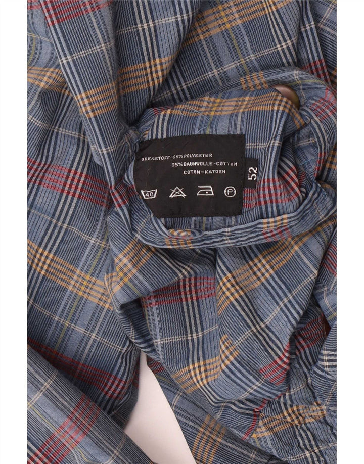 Vintage Mens Bomber Jacket EU 52 XL Blue Plaid Polyester