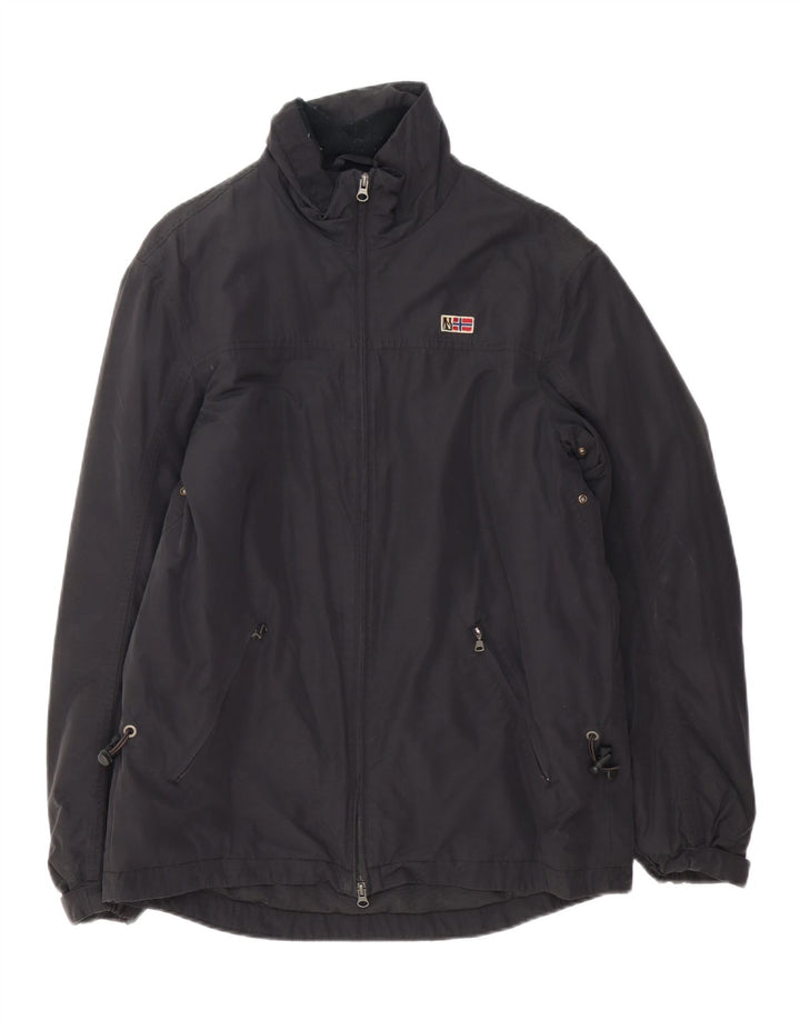 Napapijri Mens Windbreaker Jacket UK 40 Large Black Cotton